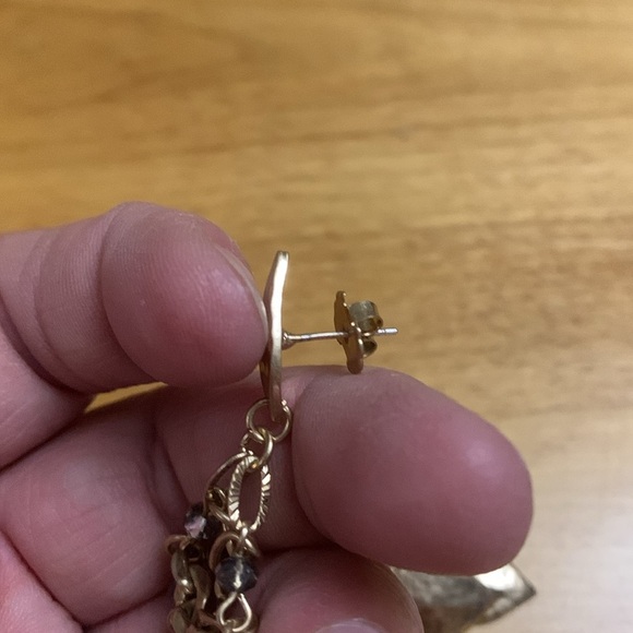 Costume Gold Tone and Rhinestone Chandelier Large Dangle Pierced Earrings EUC - Picture 8 of 8